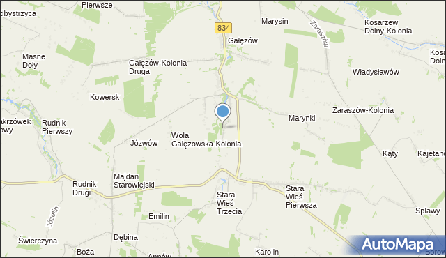 mapa Wola Gałęzowska, Wola Gałęzowska na mapie Targeo